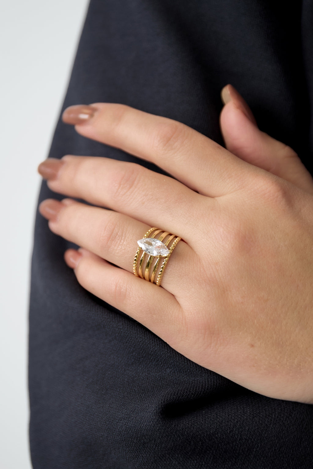 Stainless Steel Gemstone Rings lines Casual Daily Simple Series Women's jewelry