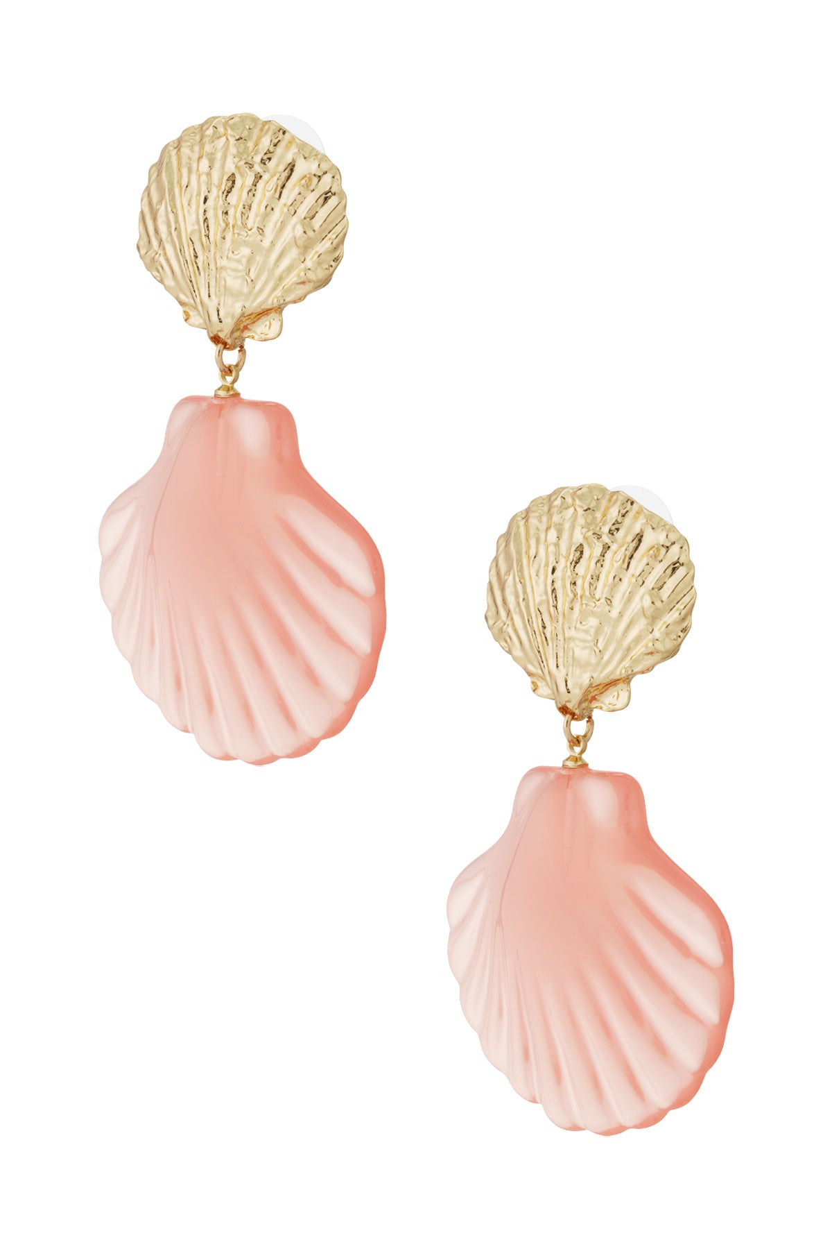 pink shell earrings - pink &