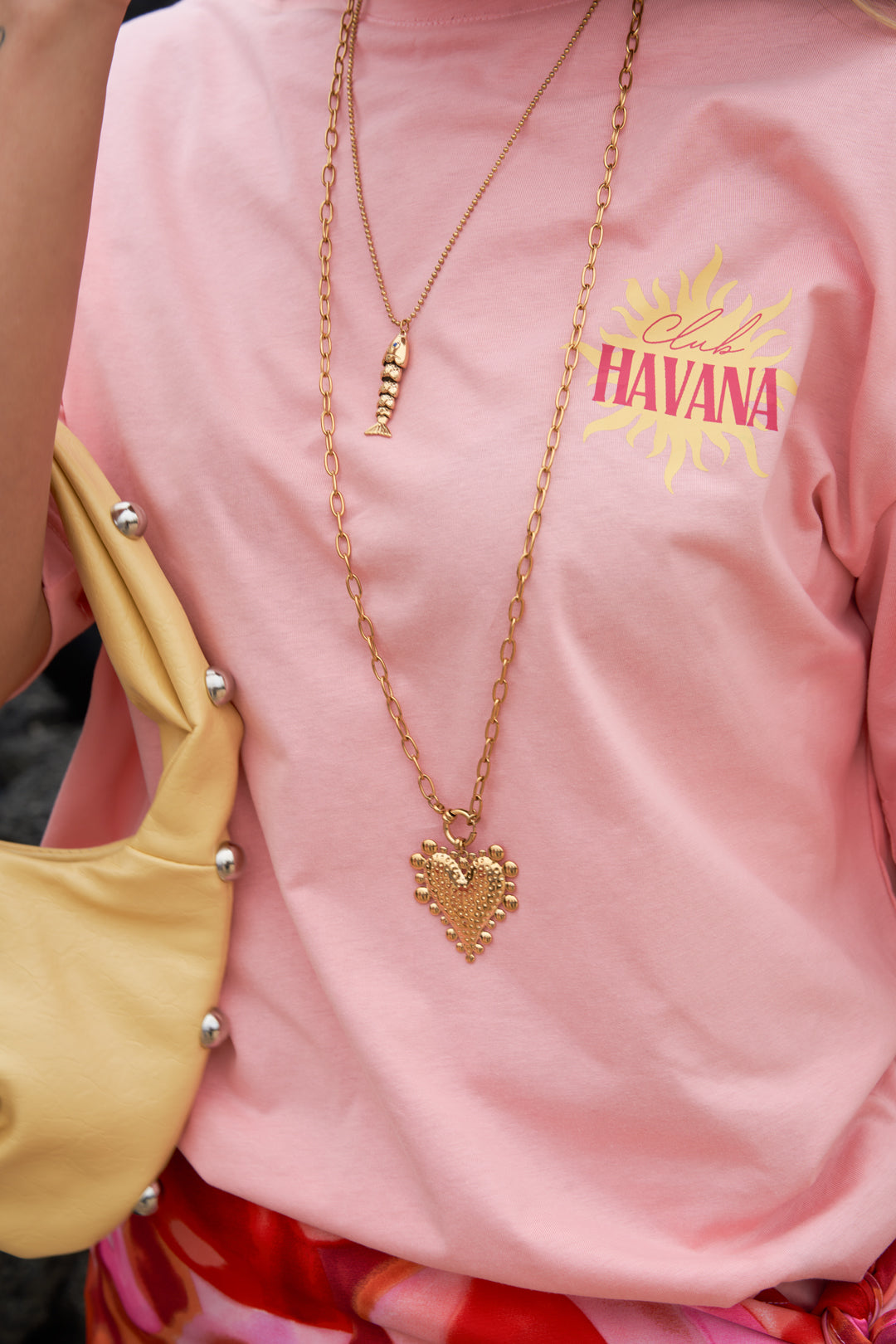 Layered necklace with chunky heart charm