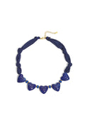 Fabric necklace with heart beads