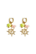 Oval hoop earrings with sun and bead charms