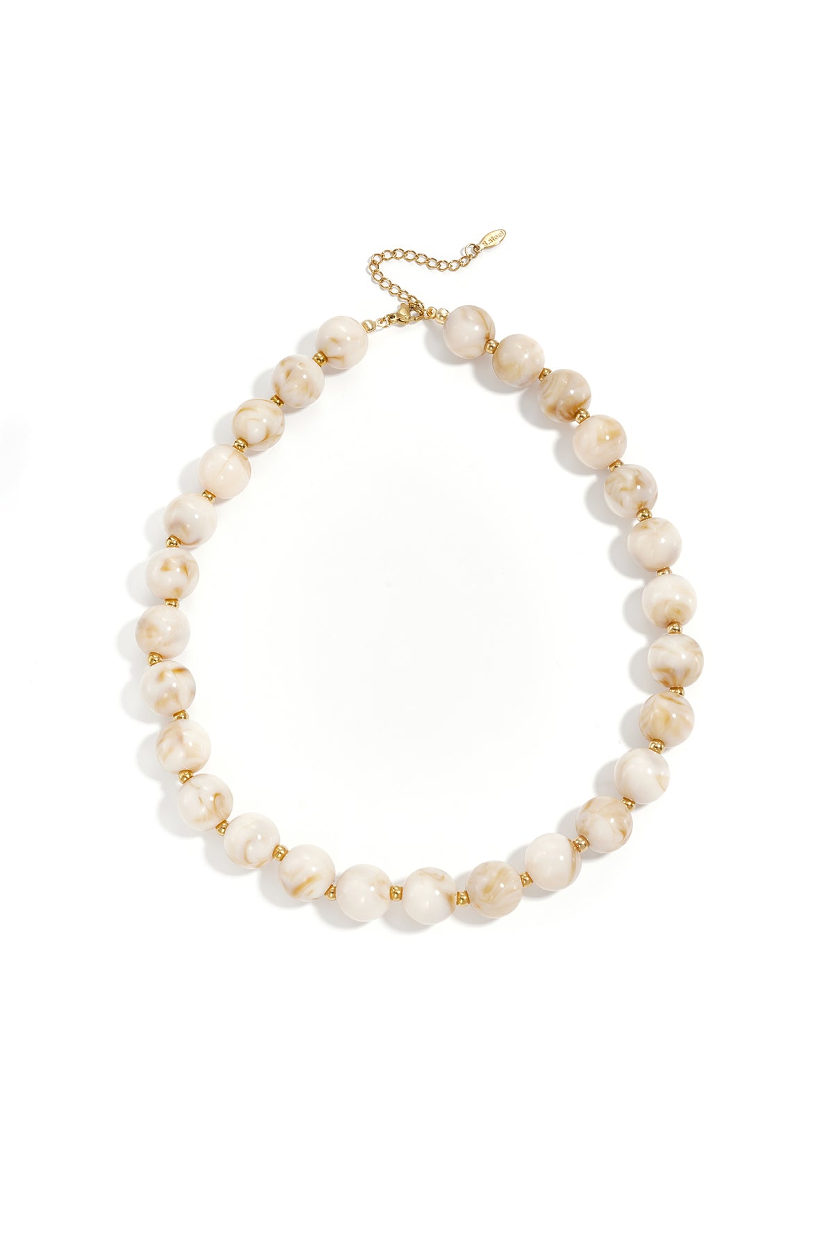 Bead necklace with gold beads in between 13.5mm
