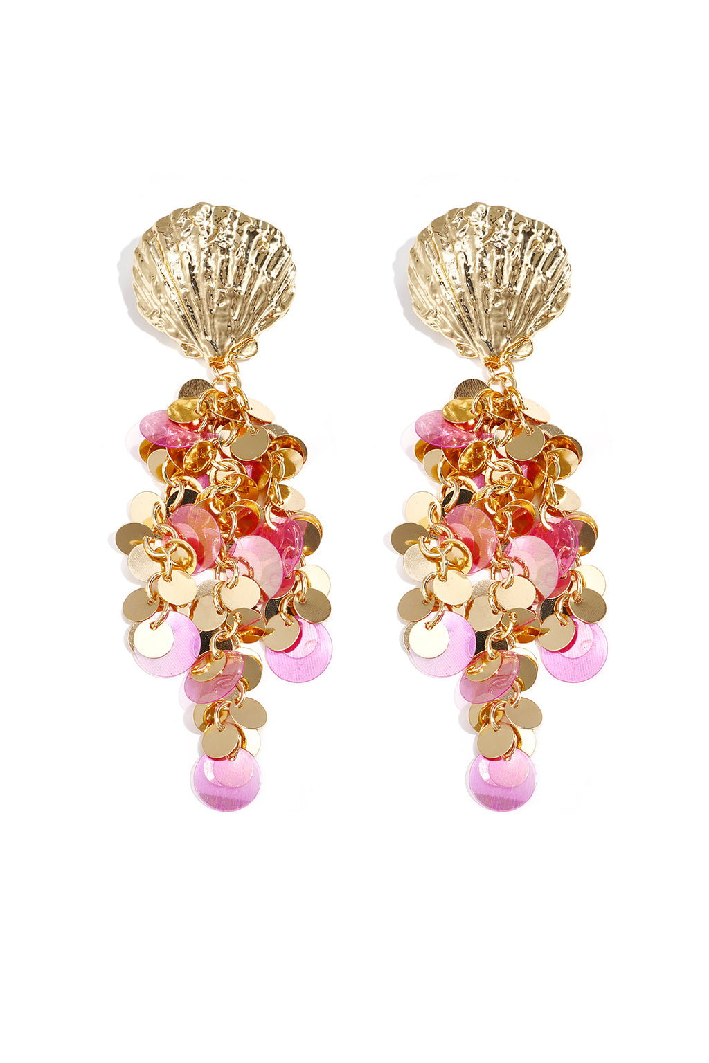 Shell earrings with hanging sequins