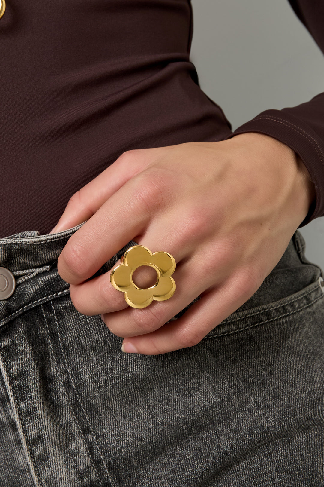 Stainless Steel Statement Rings Flower Casual Daily Simple Series Women's jewelry