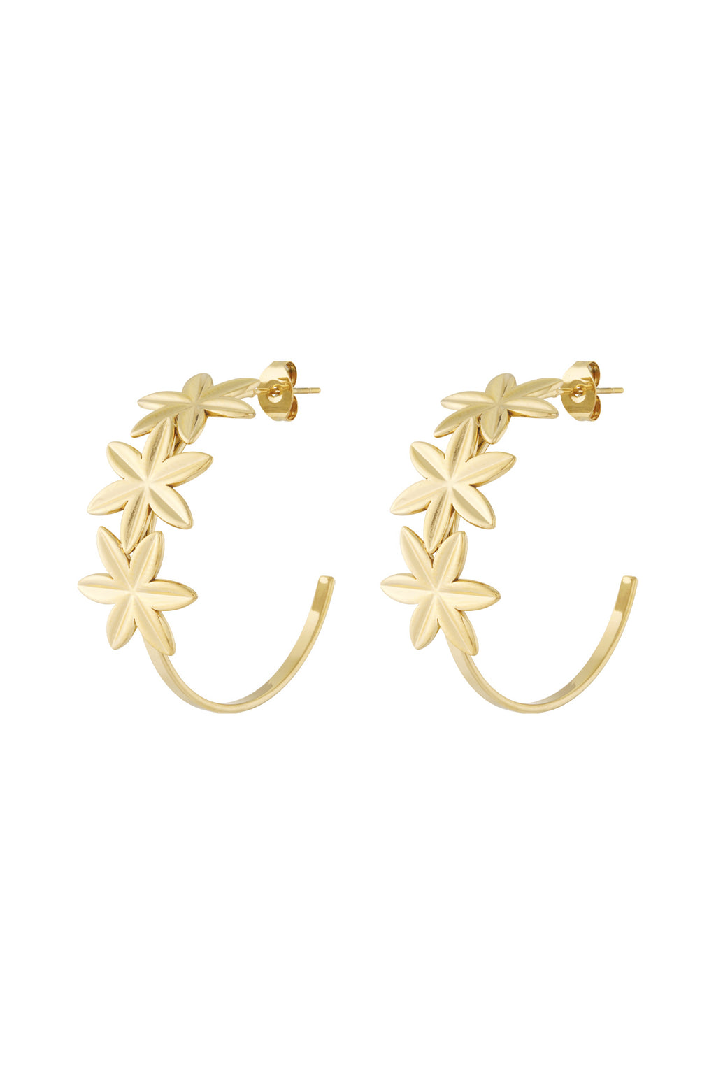 Hoop earrings adorned with flowers