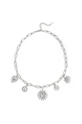 Necklace with sun and heart charms
